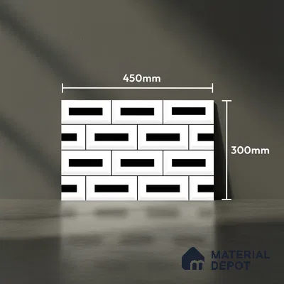 TL 01944 D Pearl White & Black Dark 18 x 12 inch Glossy Finish Ceramic Wall Tile - 6 mm