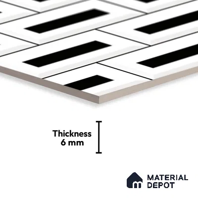 TL 01944 D Pearl White & Black Dark 18 x 12 inch Glossy Finish Ceramic Wall Tile - 6 mm