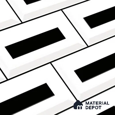 TL 01944 D Pearl White & Black Dark 18 x 12 inch Glossy Finish Ceramic Wall Tile - 6 mm