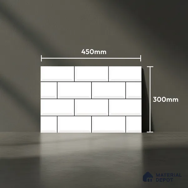 TL 01944 A Snow White Light 18 x 12 inch Glossy Finish Ceramic Wall Tile - 6 mm
