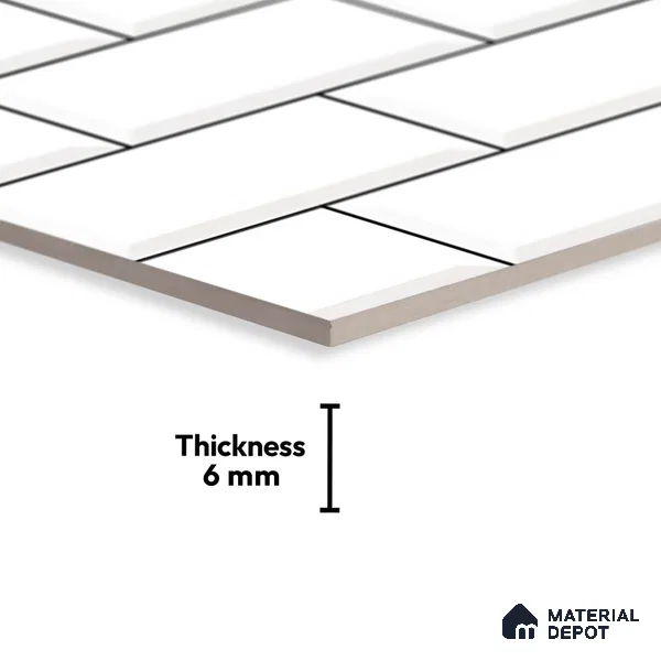 TL 01944 A Snow White Light 18 x 12 inch Glossy Finish Ceramic Wall Tile - 6 mm