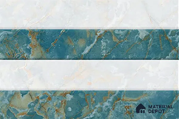 TL 01901 B Green & White Highlighter 18 x 12 inch Glossy Finish Ceramic Wall Tile - 6 mm