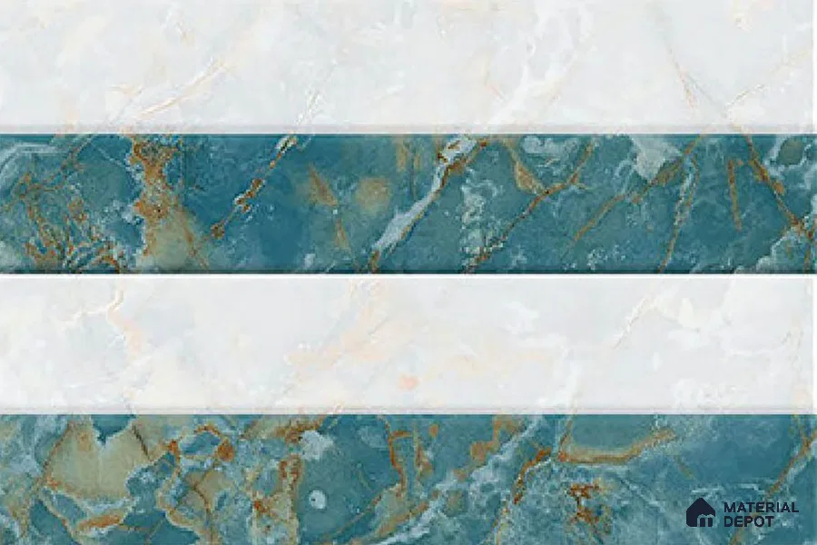 TL 01901 B Green & White Highlighter 18 x 12 inch Glossy Finish Ceramic Wall Tile - 6 mm