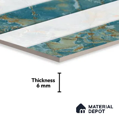 TL 01901 B Green & White Highlighter 18 x 12 inch Glossy Finish Ceramic Wall Tile - 6 mm