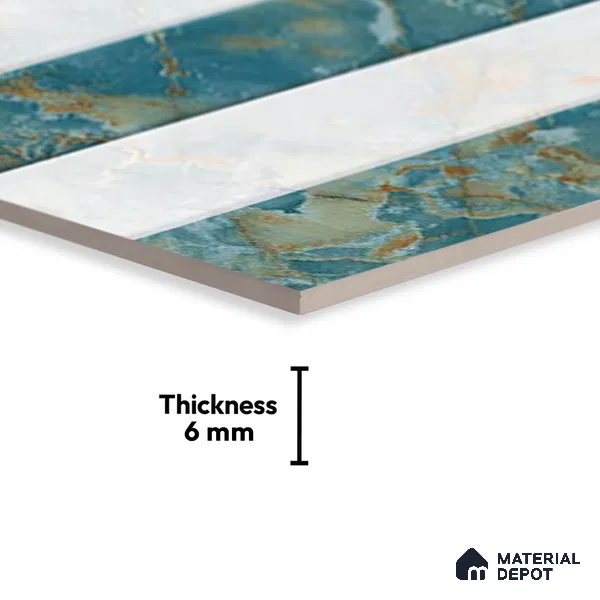 TL 01901 B Green & White Highlighter 18 x 12 inch Glossy Finish Ceramic Wall Tile - 6 mm