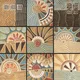 Handmade Third Fired Tumbled Tile TL 12983 B Ochre Sunburst 97x97 mm Glazed Matte Finish Embossed On Vitrified Mexican Series Tile - 11 mm | Custom Design & Individual Designs Available Image 01