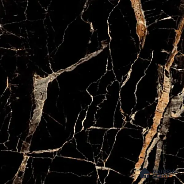 Marble Floor & Wall Tile TL 02182 Sombre Black 4 ft x 2 ft High Gloss Finish Tile - 9 mm (Random 3)