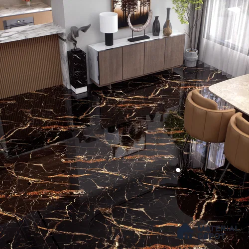 Marble Floor & Wall Tile TL 02182 Sombre Black 4 ft x 2 ft High Gloss Finish Tile - 9 mm (Random 3)