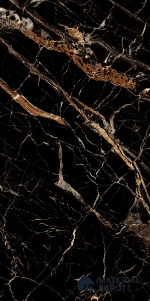 Marble Floor & Wall Tile TL 02182 Sombre Black 4 ft x 2 ft High Gloss Finish Tile - 9 mm (Random 3)