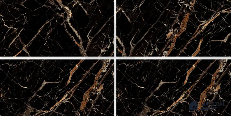 Marble Floor & Wall Tile TL 02182 Sombre Black 4 ft x 2 ft High Gloss Finish Tile - 9 mm (Random 3)