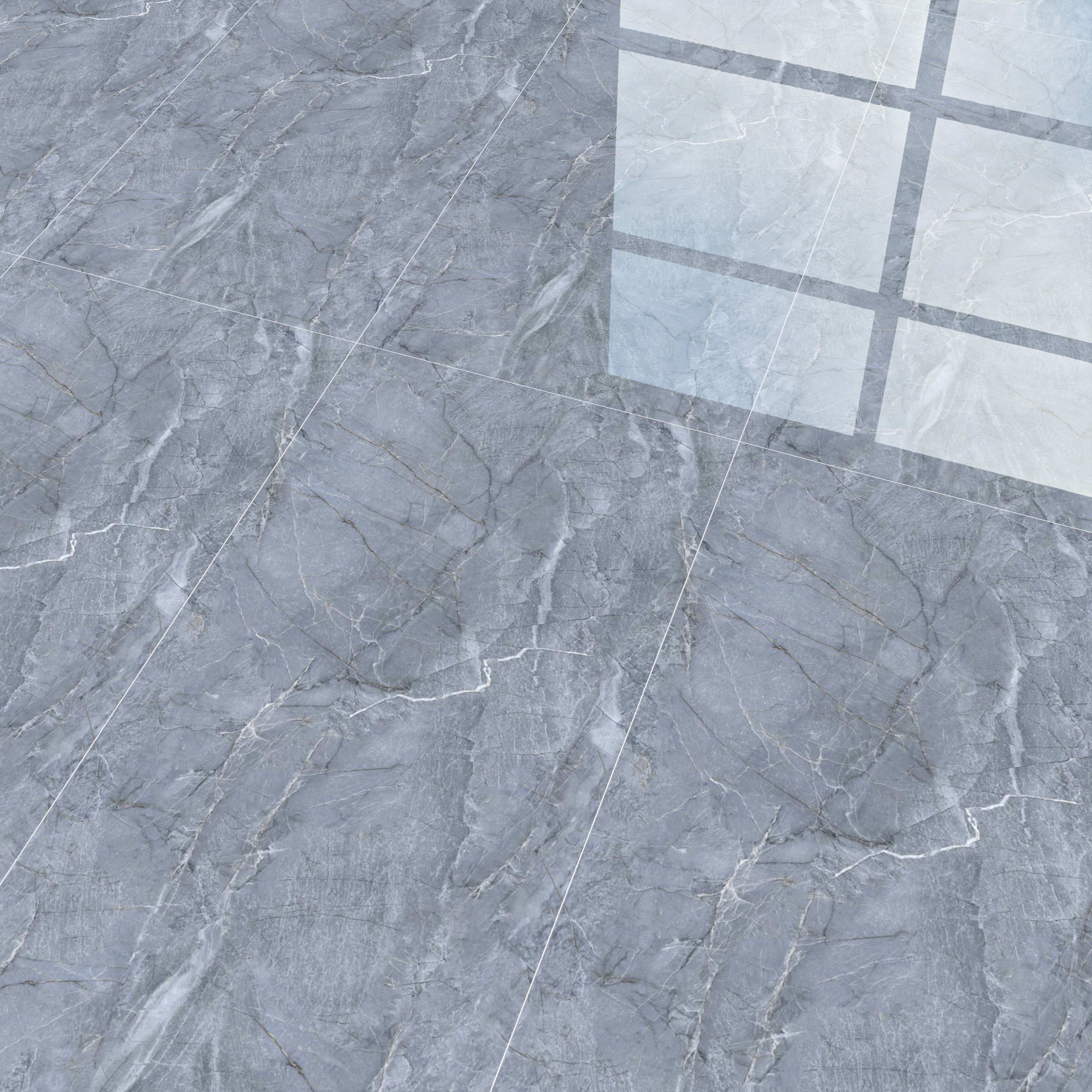 Budget Friendly Marble Floor & Wall Tile Value For Money TL 05590 Blue Sorrento 4 ft x 2 ft - Vitrified Glossy Finish -9 mm | 4 Random Design | Suitable for Living Room, Bedroom & Bathroom