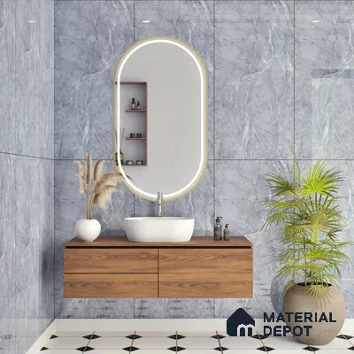 Budget Friendly Marble Floor & Wall Tile Value For Money TL 05590 Blue Sorrento 4 ft x 2 ft - Vitrified Glossy Finish -9 mm | 4 Random Design | Suitable for Living Room, Bedroom & Bathroom