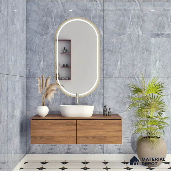 Budget Friendly Marble Floor & Wall Tile Value For Money TL 05590 Blue Sorrento 4 ft x 2 ft - Vitrified Glossy Finish -9 mm | 4 Random Design | Suitable for Living Room, Bedroom & Bathroom