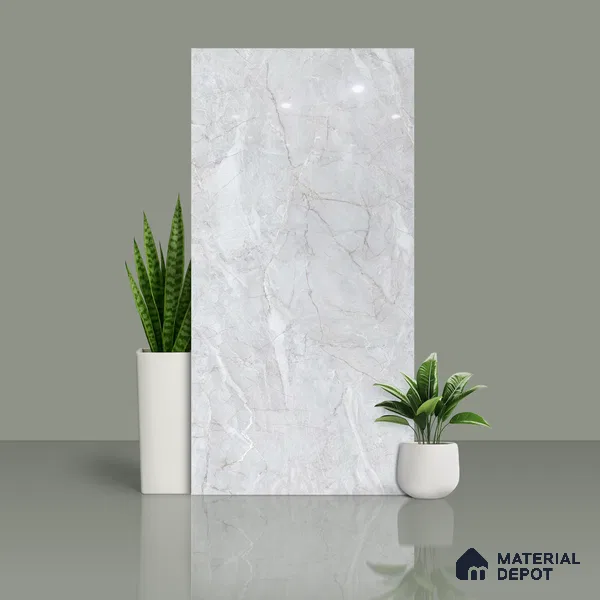 Budget Friendly Marble Floor & Wall Tile Value For Money TL 05591 White Sorrento 4 ft x 2 ft - Vitrified Glossy Finish -9 mm | 4 Random Design | Suitable for Living Room, Bedroom & Bathroom