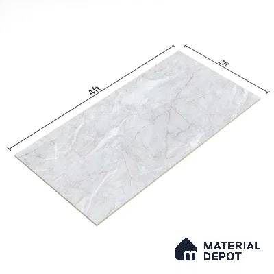 Budget Friendly Marble Floor & Wall Tile Value For Money TL 05591 White Sorrento 4 ft x 2 ft - Vitrified Glossy Finish -9 mm | 4 Random Design | Suitable for Living Room, Bedroom & Bathroom