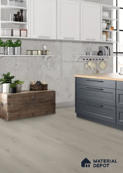 Warm Alabaster White Oak Matte Finish 4 ft x 7 inch - 5 mm SPC Flooring | SP 00095 | 15-Year Warranty Click-Lock DIY Installation | Suitable For Kitchen, Living Room & Bedroom