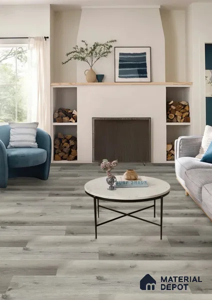 Silver Grey Oak Matte Finish 4 ft x 7 inch - 5 mm SPC Flooring | SP 00096 | 15-Year Warranty Click-Lock DIY Installation | Suitable For Kitchen, Living Room & Bedroom