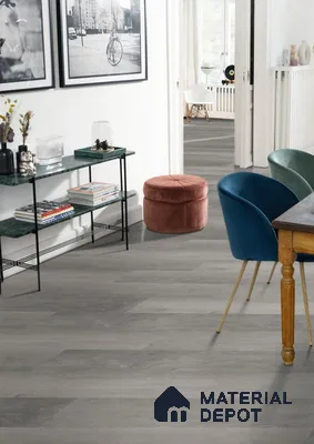 Cool Slate Grey Matte Finish 4 ft x 7 inch - 5 mm SPC Flooring | SP 00098 | 15-Year Warranty Click-Lock DIY Installation | Suitable For Kitchen, Living Room & Bedroom
