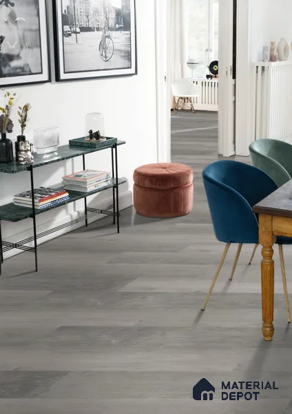 Cool Slate Grey Matte Finish 4 ft x 7 inch - 5 mm SPC Flooring | SP 00098 | 15-Year Warranty Click-Lock DIY Installation | Suitable For Kitchen, Living Room & Bedroom