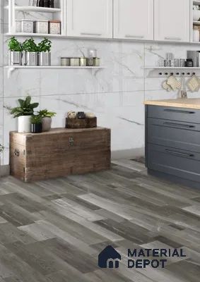 Weathered Stone Grey Matte Finish 4 ft x 7 inch - 5 mm SPC Flooring | SP 00112 | 15-Year Warranty Click-Lock DIY Installation | Suitable For Kitchen, Living Room & Bedroom
