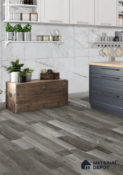 Weathered Stone Grey Matte Finish 4 ft x 7 inch - 5 mm SPC Flooring | SP 00112 | 15-Year Warranty Click-Lock DIY Installation | Suitable For Kitchen, Living Room & Bedroom