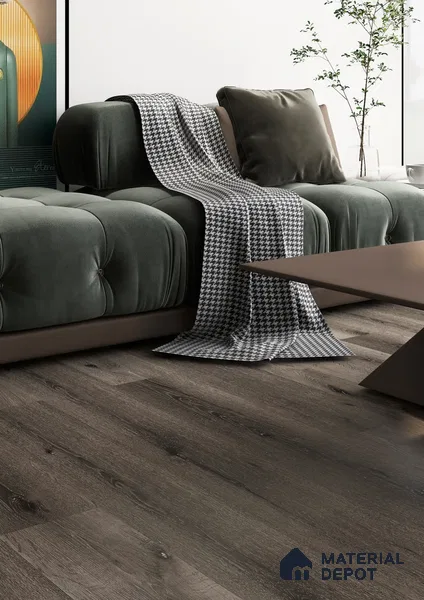 Warm Grey-Brown Matte Finish 4 ft x 7 inch - 5 mm SPC Flooring | SP 00114 | 15-Year Warranty Click-Lock DIY Installation | Suitable For Kitchen, Living Room & Bedroom