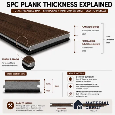 Twilight Grove Dark Wood Look 4 ft x 7 inch - 6 mm SPC Flooring | SP 00125 | 5-Year Warranty Click-Lock DIY Installation | Suitable For Kitchen, Living Room & Bedroom