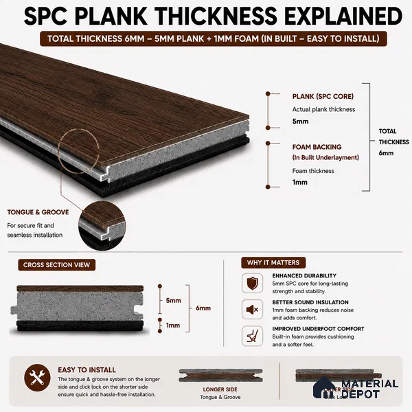 Twilight Grove Dark Wood Look 4 ft x 7 inch - 6 mm SPC Flooring | SP 00125 | 5-Year Warranty Click-Lock DIY Installation | Suitable For Kitchen, Living Room & Bedroom