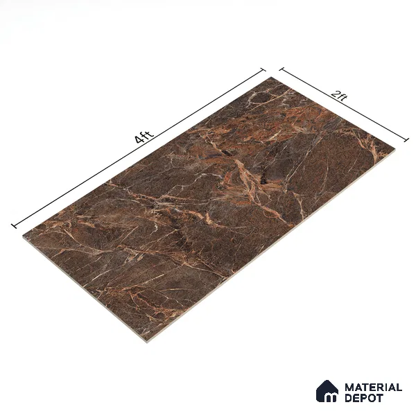 TL 01016 Spider Brown 1200x600 mm High Gloss Finish Vitrified Wall & Floor Tile - 9 mm