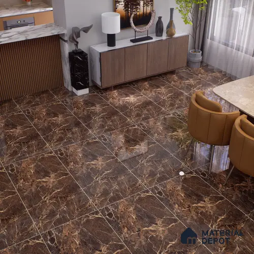 TL 01016 Spider Brown 1200x600 mm High Gloss Finish Vitrified Wall & Floor Tile - 9 mm