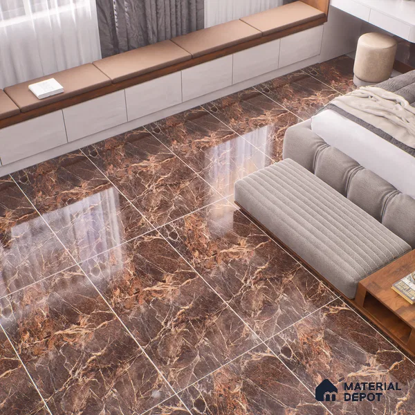 TL 01016 Spider Brown 1200x600 mm High Gloss Finish Vitrified Wall & Floor Tile - 9 mm
