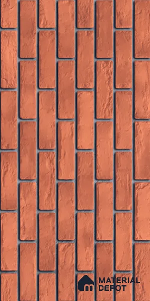 Brick Stone Wall Tile TL 06125 B Cinder Block Rosso 4 ft x 2 ft Vitrified Punch Matte Finish - 9 mm | 4 Random Design | Suitable For Living Room, Bedroom, Bathroom, Kitchen