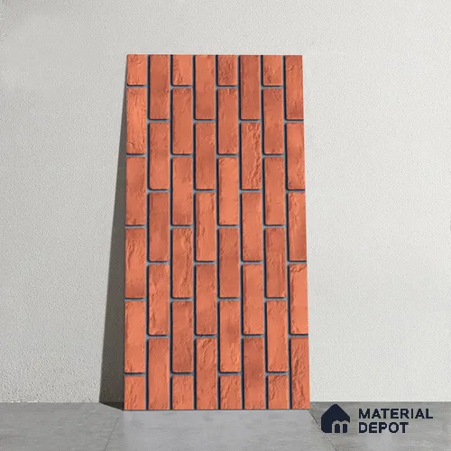 Brick Stone Wall Tile TL 06125 B Cinder Block Rosso 4 ft x 2 ft Vitrified Punch Matte Finish - 9 mm | 4 Random Design | Suitable For Living Room, Bedroom, Bathroom, Kitchen