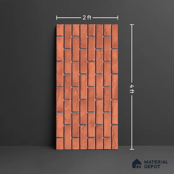 Brick Stone Wall Tile TL 06125 B Cinder Block Rosso 4 ft x 2 ft Vitrified Punch Matte Finish - 9 mm | 4 Random Design | Suitable For Living Room, Bedroom, Bathroom, Kitchen