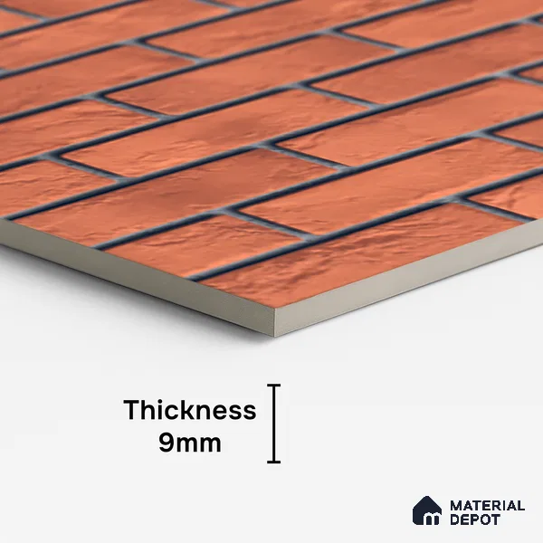 Brick Stone Wall Tile TL 06125 B Cinder Block Rosso 4 ft x 2 ft Vitrified Punch Matte Finish - 9 mm | 4 Random Design | Suitable For Living Room, Bedroom, Bathroom, Kitchen