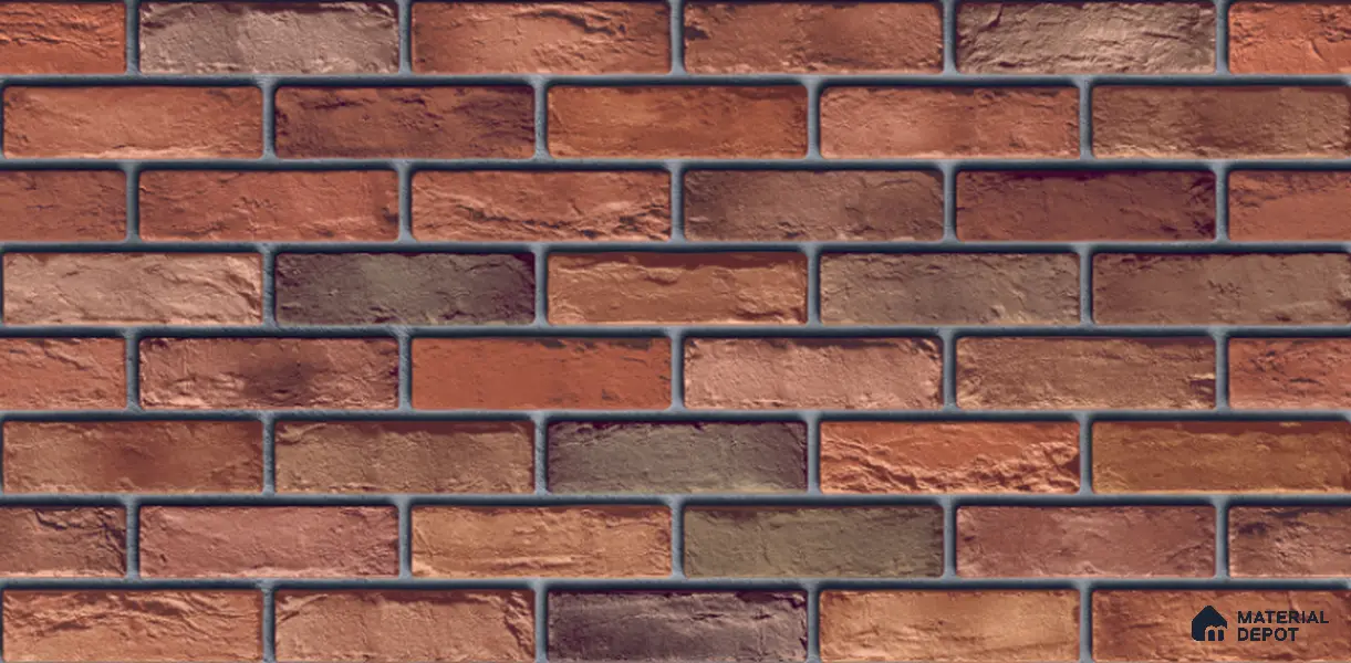 Brick Stone Wall Tile TL 06125 Cinder Block Multi 4 ft x 2 ft Vitrified Punch Matte Finish - 9 mm | 4 Random Design | Suitable For Living Room, Bedroom, Bathroom, Kitchen