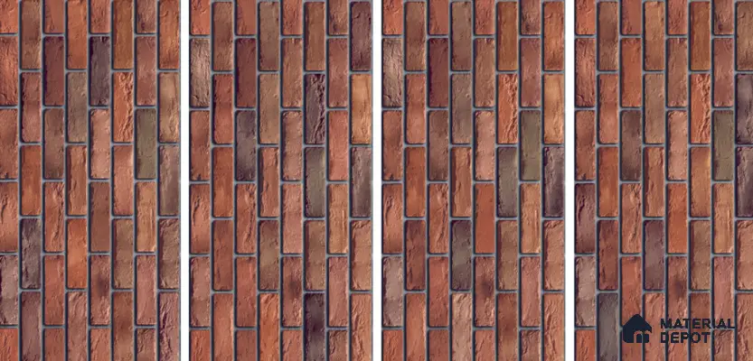 Brick Stone Wall Tile TL 06125 Cinder Block Multi 4 ft x 2 ft Vitrified Punch Matte Finish - 9 mm | 4 Random Design | Suitable For Living Room, Bedroom, Bathroom, Kitchen