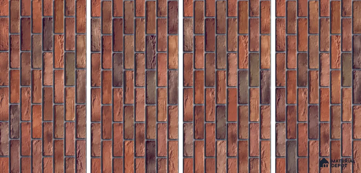 Brick Stone Wall Tile TL 06125 Cinder Block Multi 4 ft x 2 ft Vitrified Punch Matte Finish - 9 mm | 4 Random Design | Suitable For Living Room, Bedroom, Bathroom, Kitchen