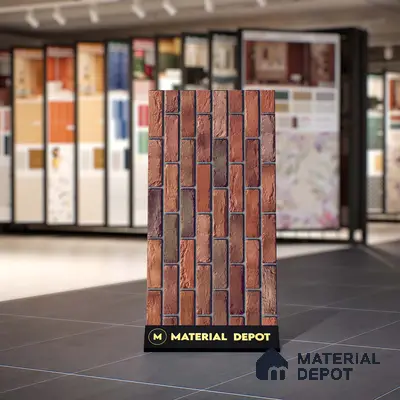 Brick Stone Wall Tile TL 06125 Cinder Block Multi 4 ft x 2 ft Vitrified Punch Matte Finish - 9 mm | 4 Random Design | Suitable For Living Room, Bedroom, Bathroom, Kitchen