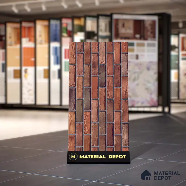 Brick Stone Wall Tile TL 06125 Cinder Block Multi 4 ft x 2 ft Vitrified Punch Matte Finish - 9 mm | 4 Random Design | Suitable For Living Room, Bedroom, Bathroom, Kitchen