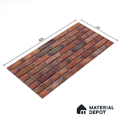 Brick Stone Wall Tile TL 06125 Cinder Block Multi 4 ft x 2 ft Vitrified Punch Matte Finish - 9 mm | 4 Random Design | Suitable For Living Room, Bedroom, Bathroom, Kitchen