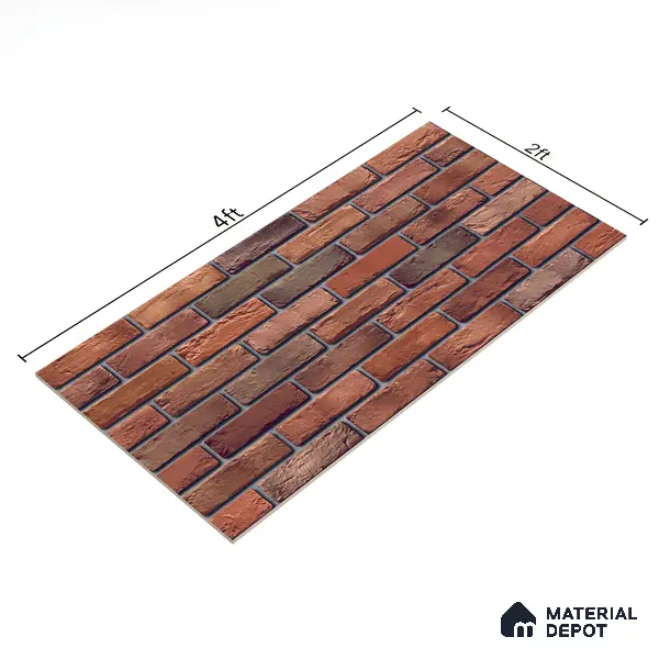 Brick Stone Wall Tile TL 06125 Cinder Block Multi 4 ft x 2 ft Vitrified Punch Matte Finish - 9 mm | 4 Random Design | Suitable For Living Room, Bedroom, Bathroom, Kitchen