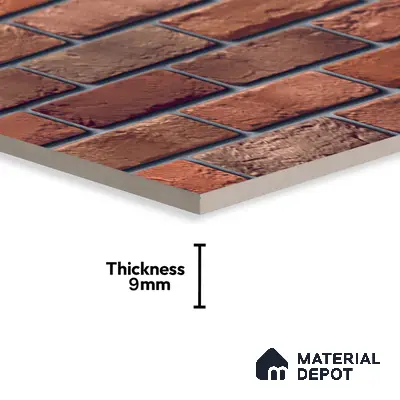 Brick Stone Wall Tile TL 06125 Cinder Block Multi 4 ft x 2 ft Vitrified Punch Matte Finish - 9 mm | 4 Random Design | Suitable For Living Room, Bedroom, Bathroom, Kitchen