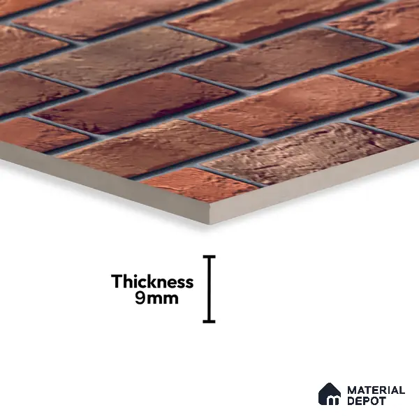 Brick Stone Wall Tile TL 06125 Cinder Block Multi 4 ft x 2 ft Vitrified Punch Matte Finish - 9 mm | 4 Random Design | Suitable For Living Room, Bedroom, Bathroom, Kitchen