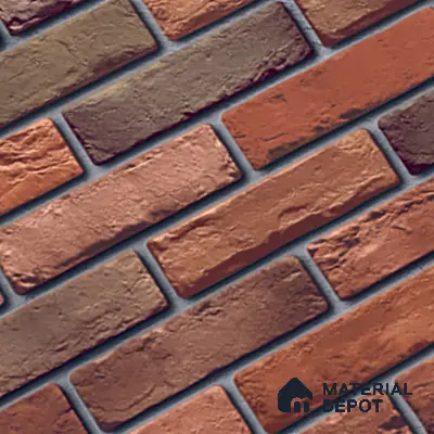 Brick Stone Wall Tile TL 06125 Cinder Block Multi 4 ft x 2 ft Vitrified Punch Matte Finish - 9 mm | 4 Random Design | Suitable For Living Room, Bedroom, Bathroom, Kitchen