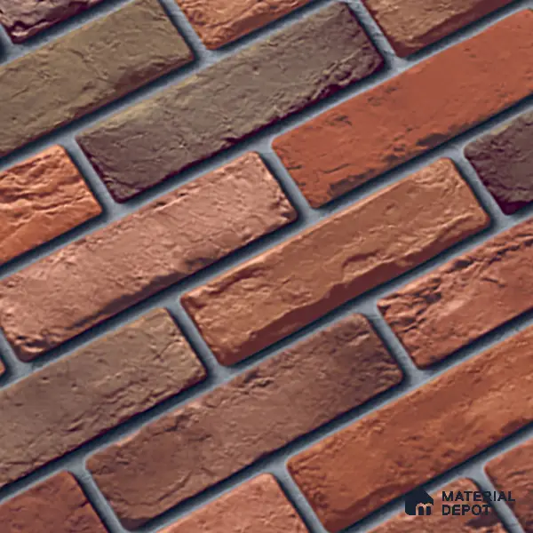 Brick Stone Wall Tile TL 06125 Cinder Block Multi 4 ft x 2 ft Vitrified Punch Matte Finish - 9 mm | 4 Random Design | Suitable For Living Room, Bedroom, Bathroom, Kitchen