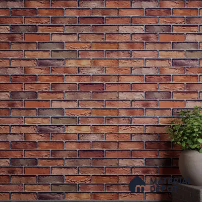 Brick Stone Wall Tile TL 06125 Cinder Block Multi 4 ft x 2 ft Vitrified Punch Matte Finish - 9 mm | 4 Random Design | Suitable For Living Room, Bedroom, Bathroom, Kitchen