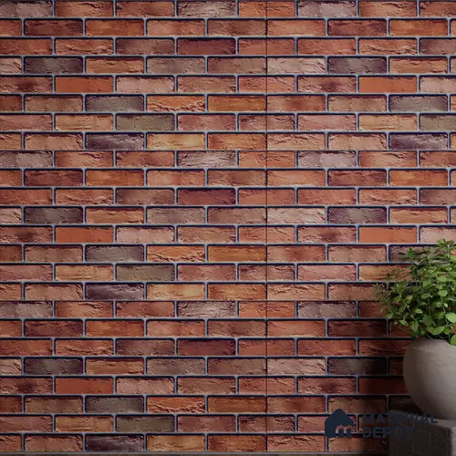 Brick Stone Wall Tile TL 06125 Cinder Block Multi 4 ft x 2 ft Vitrified Punch Matte Finish - 9 mm | 4 Random Design | Suitable For Living Room, Bedroom, Bathroom, Kitchen