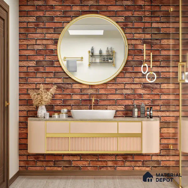Brick Stone Wall Tile TL 06125 Cinder Block Multi 4 ft x 2 ft Vitrified Punch Matte Finish - 9 mm | 4 Random Design | Suitable For Living Room, Bedroom, Bathroom, Kitchen