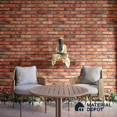 Brick Stone Wall Tile TL 06125 Cinder Block Multi 4 ft x 2 ft Vitrified Punch Matte Finish - 9 mm | 4 Random Design | Suitable For Living Room, Bedroom, Bathroom, Kitchen
